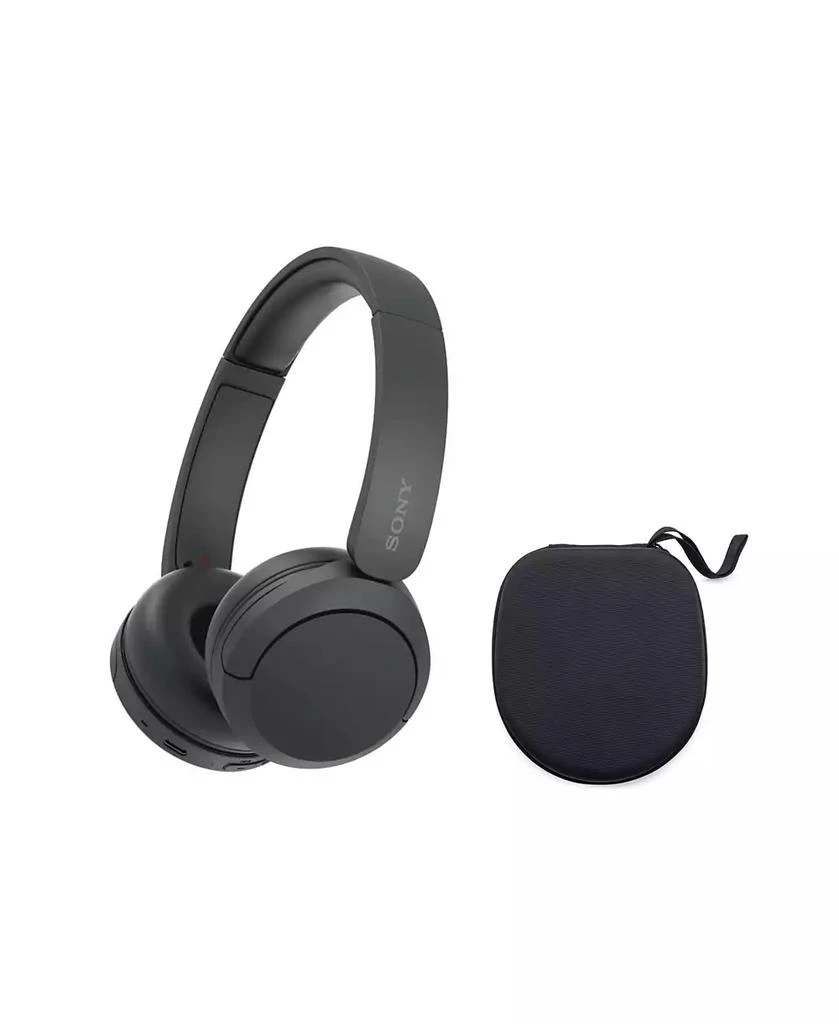 SONY WH-CH520 Wireless Bluetooth On-Ear Headset (Black) with Hard Case