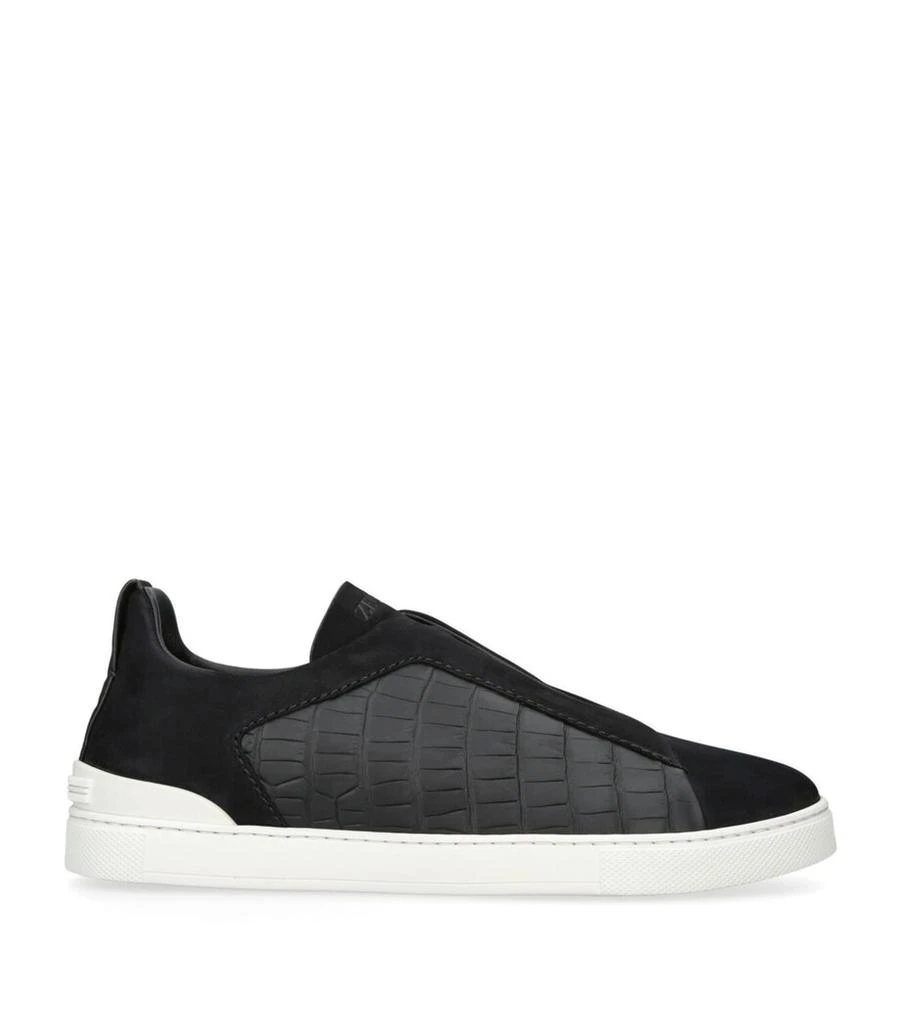 Zegna Crocodile Leather Triple Stitch Sneakers 1