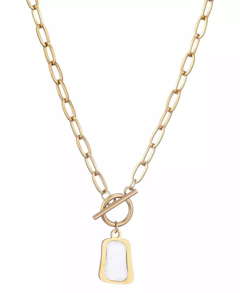 ADORNIA Tarnish Resistant Gold Mother of Pearl Toggle Necklace