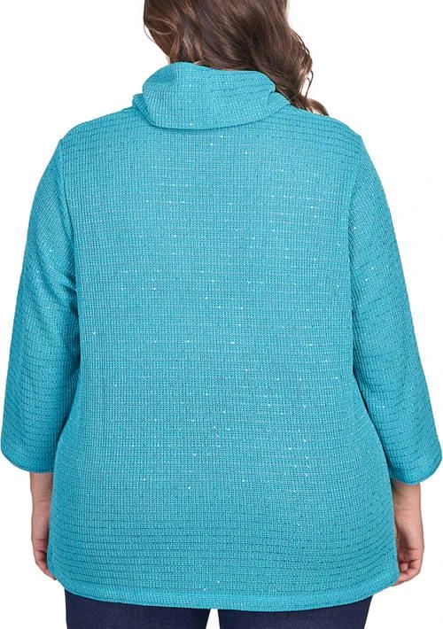 Ruby Rd Rd Plus Size Sequin Knit Cowl Neck Top 2