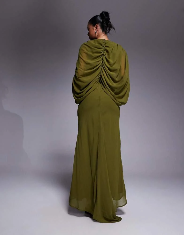 ASOS ASOS DESIGN keyhole draped kimono sleeve maxi dress in green - Dresses  & Skirts - Free Shipping - BeyondStyle