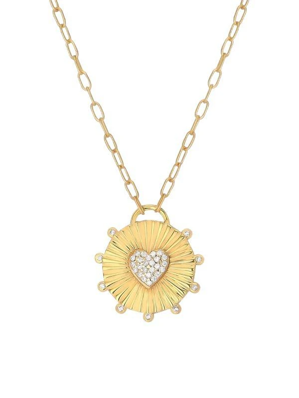 Gabi Rielle Happy Me 14K Gold Vermeil & Crystal Heart & Disk Pendant Necklace 1