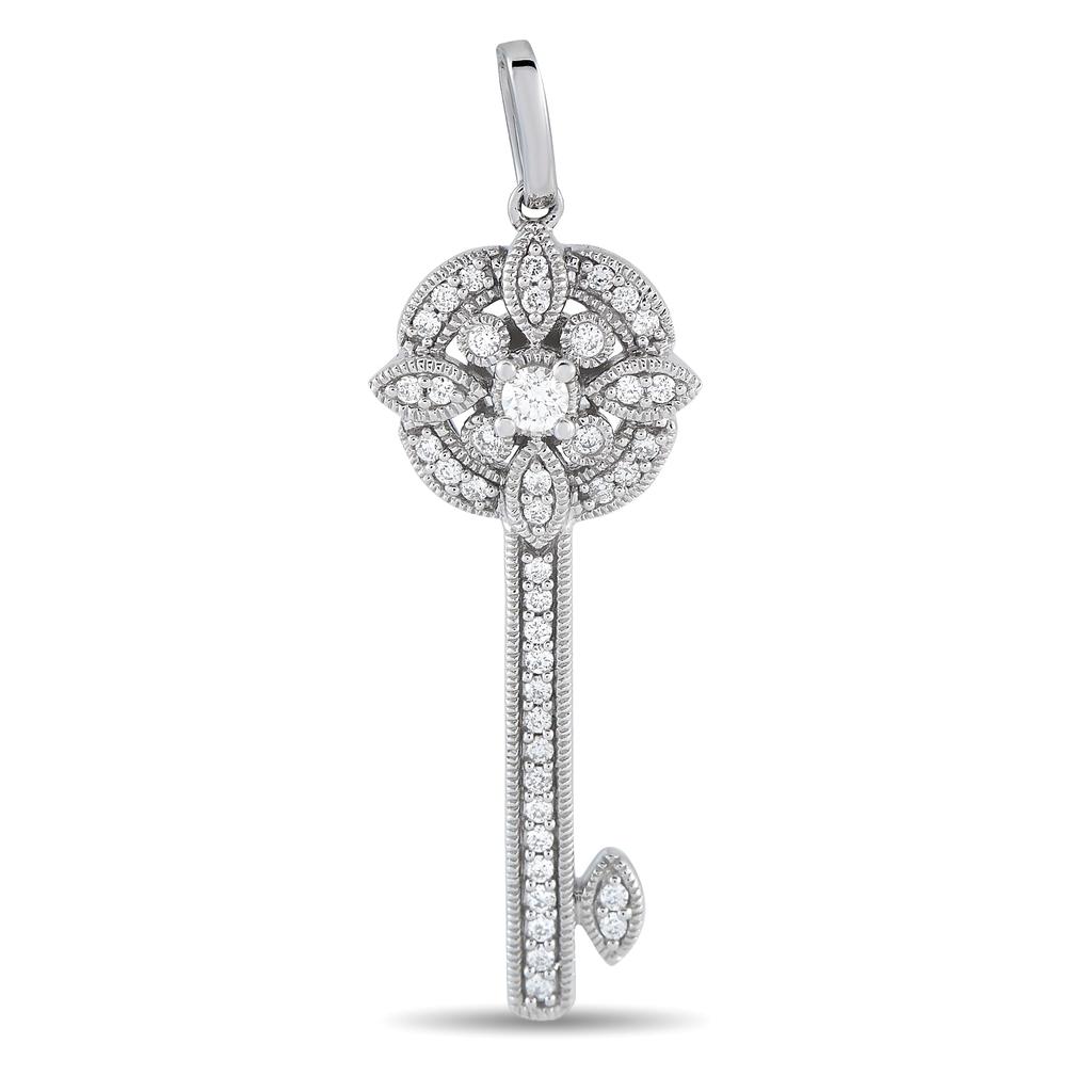 LB Exclusive 14K White Gold 0.25ct Diamond Key Pendant PS01-012225
