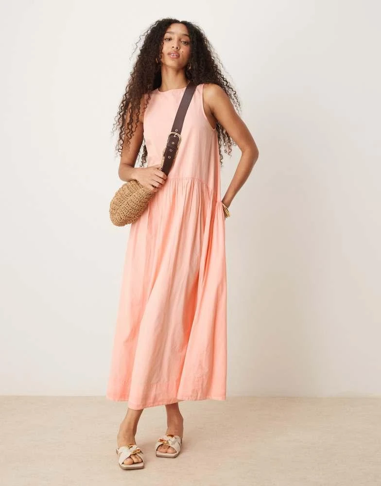 asos smock midi dress ASOS Design Ruched Scoop Smock Midi Dress in Black