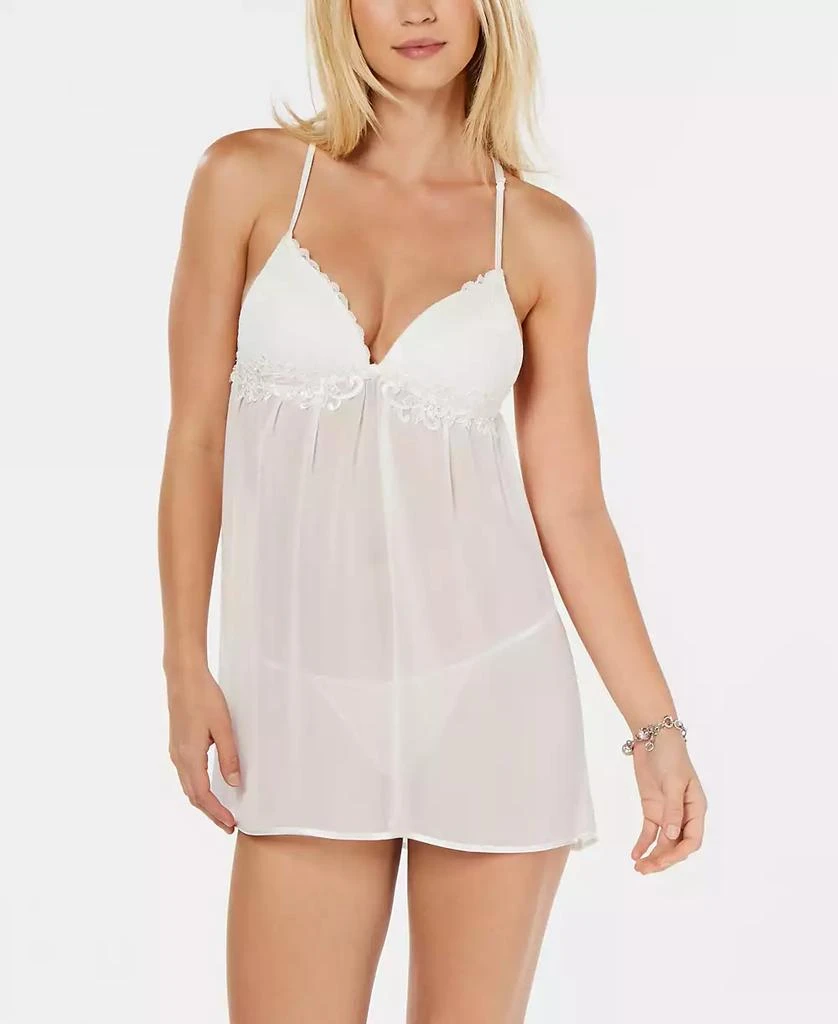 Linea Donatella Juliet Lace-Trim Chiffon Babydoll Chemise Nightgown Lingerie 1