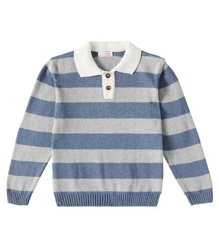 La Coqueta Roman striped cotton polo sweater 1
