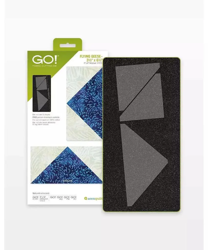 AccuQuilt GO Flying Geese-3 1/2" x 6 1/2" Die (3" x 6" Finished) | Perfect for Quilting Projects | Cuts Half Square Triangles | No Measuring Needed