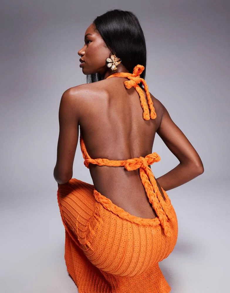 knee length dresses for ladies ASOS DESIGN Tall Washed Multi Strap Cut Out Midi Dress In Orange