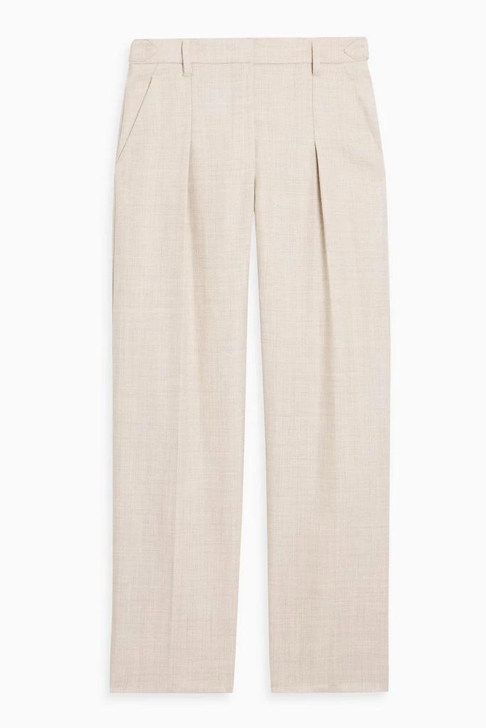 Pleated wool straight-leg pants