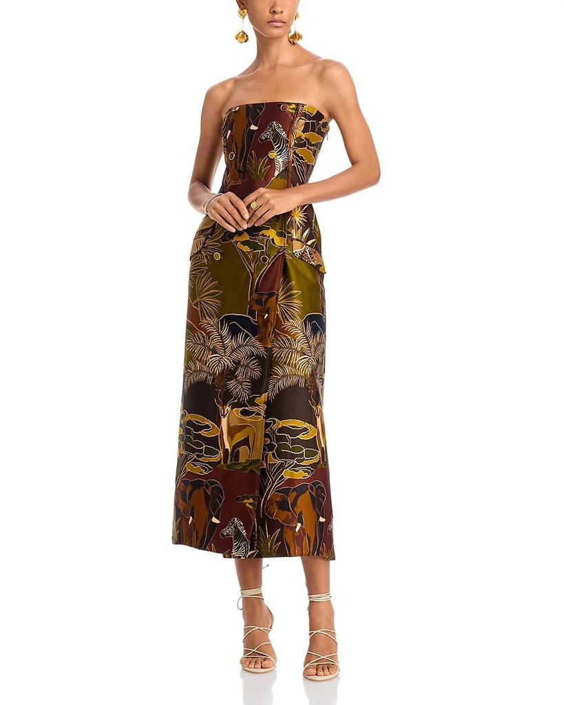 Farm Rio Farm Rio - Strapless Buttonned Midi Dress