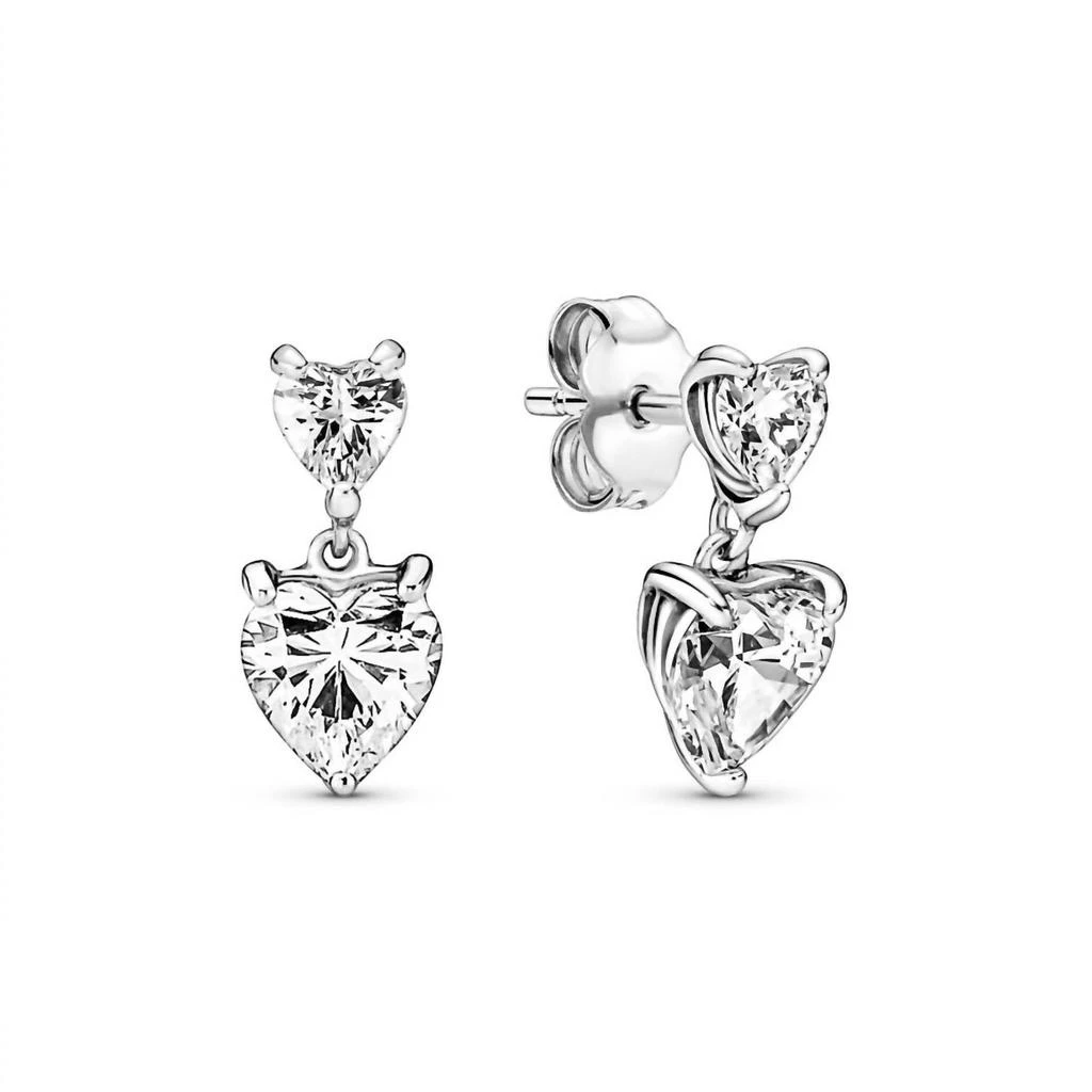 PANDORA Pandora - Women
s Double Heart Sparkling Stud Earrings