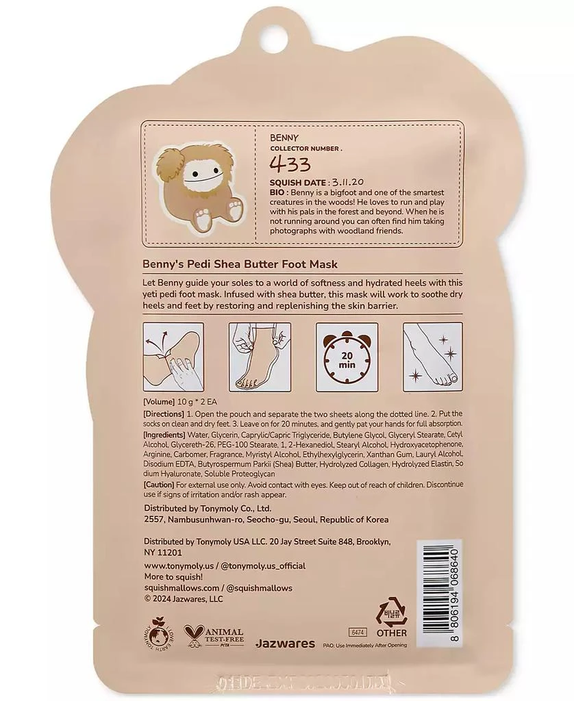 TONYMOLY Squishmallow Benny Pedi Foot Mask 3