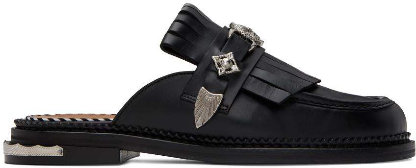 Toga Pulla Black Fringed Loafers