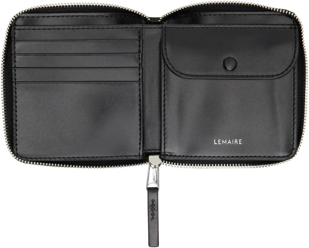 Lemaire Black Patina Zip Compact Bi Fold Wallet 3