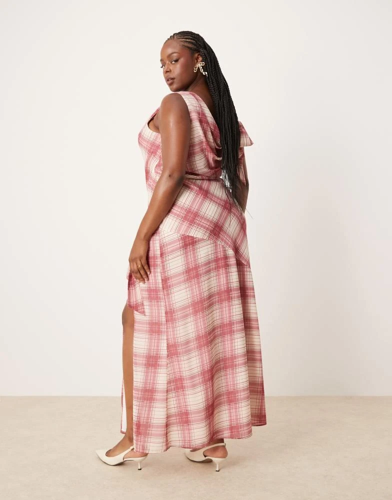 ASOS ASOS DESIGN Curve bow detail cowl midi dress in check print 2