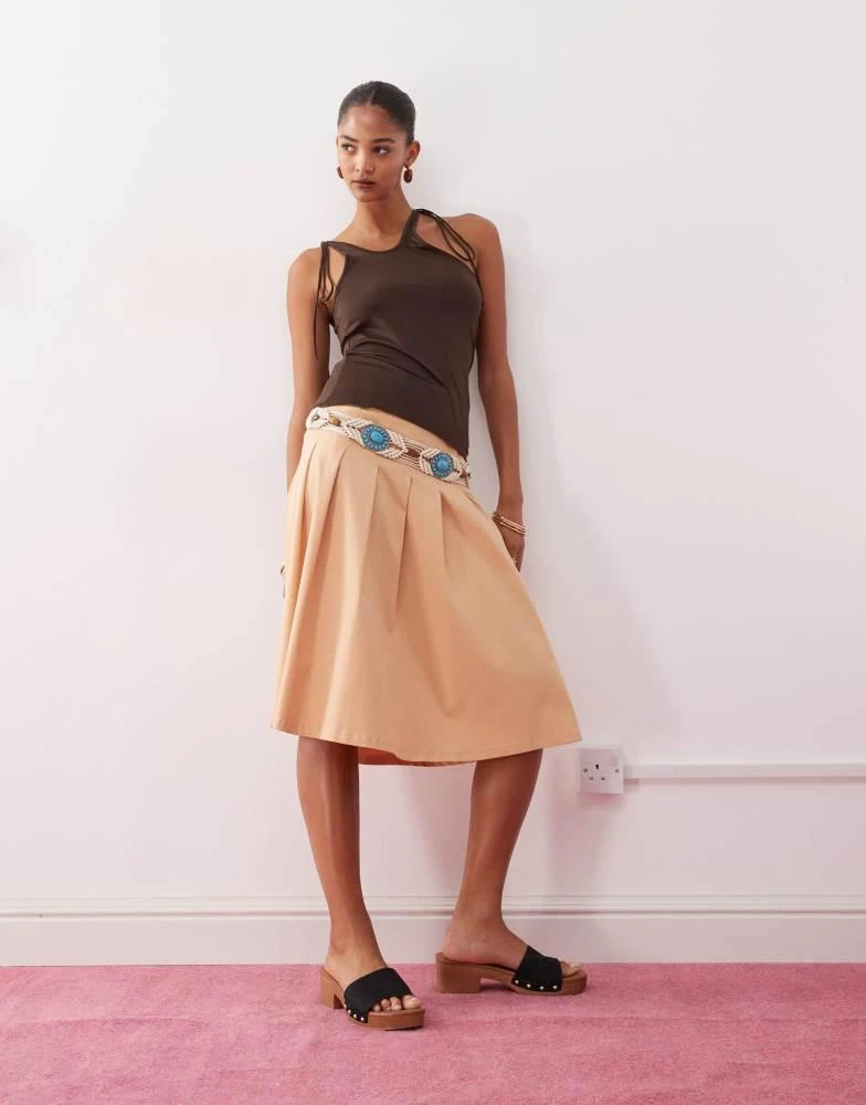 Monki Monki asymmetric tank with tie shoulder detail in dark brown 2