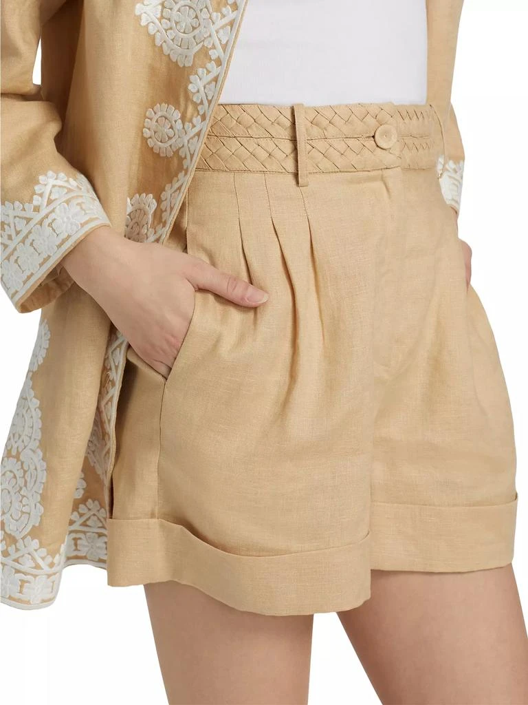 FIGUE Uma Braided Linen Cuff-Hem Shorts 6