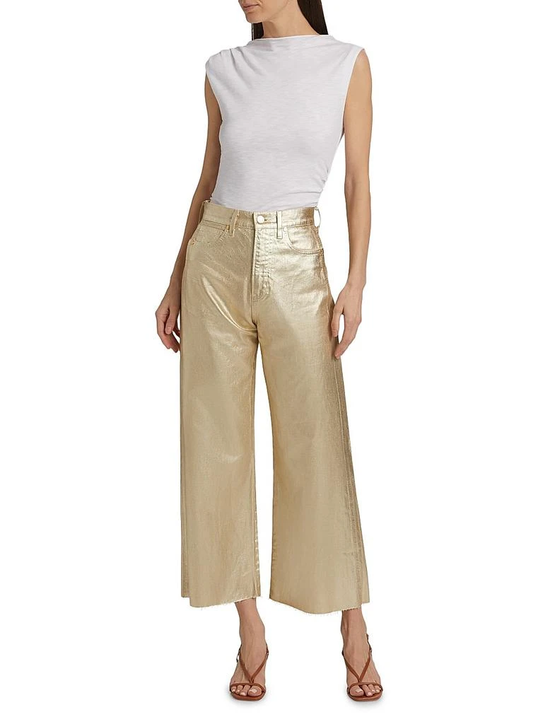 VERONICA BEARD Taylor Metallic Cropped High-Rise Wide-Leg Jeans 2