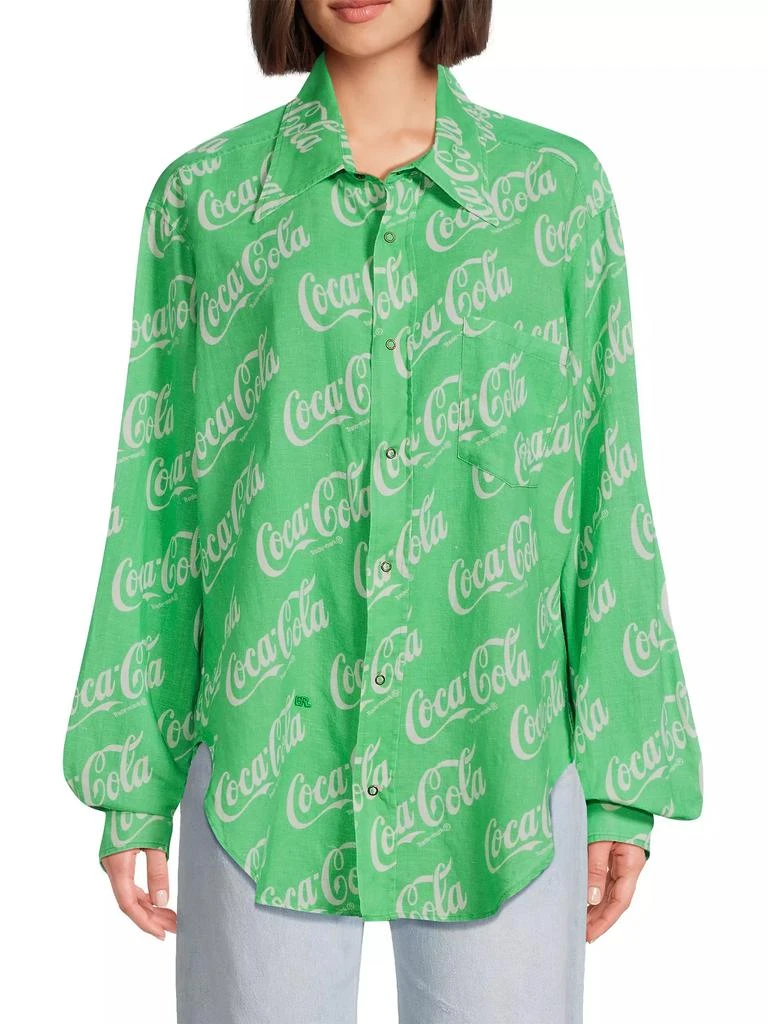 ERL ERL x Coca-Cola Cotton & Linen-Blend Button-Front Shirt 7