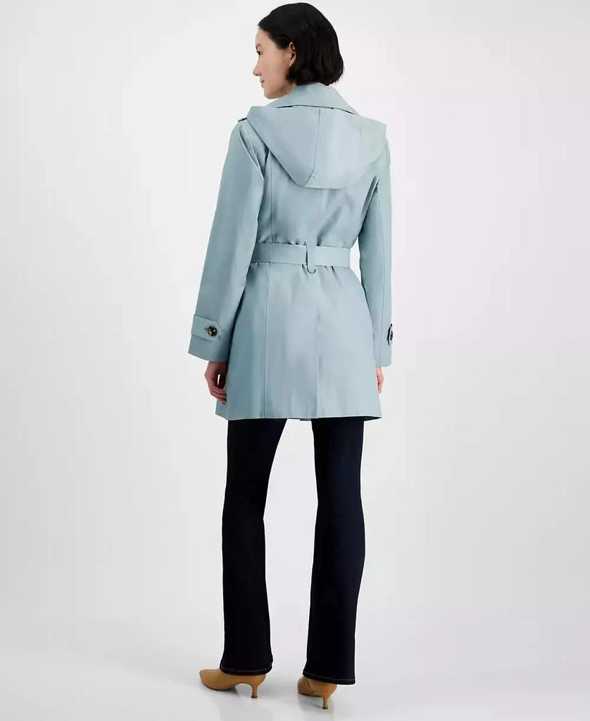 London Fog Petite Single-Breasted Hooded Belted Trench Coat 2