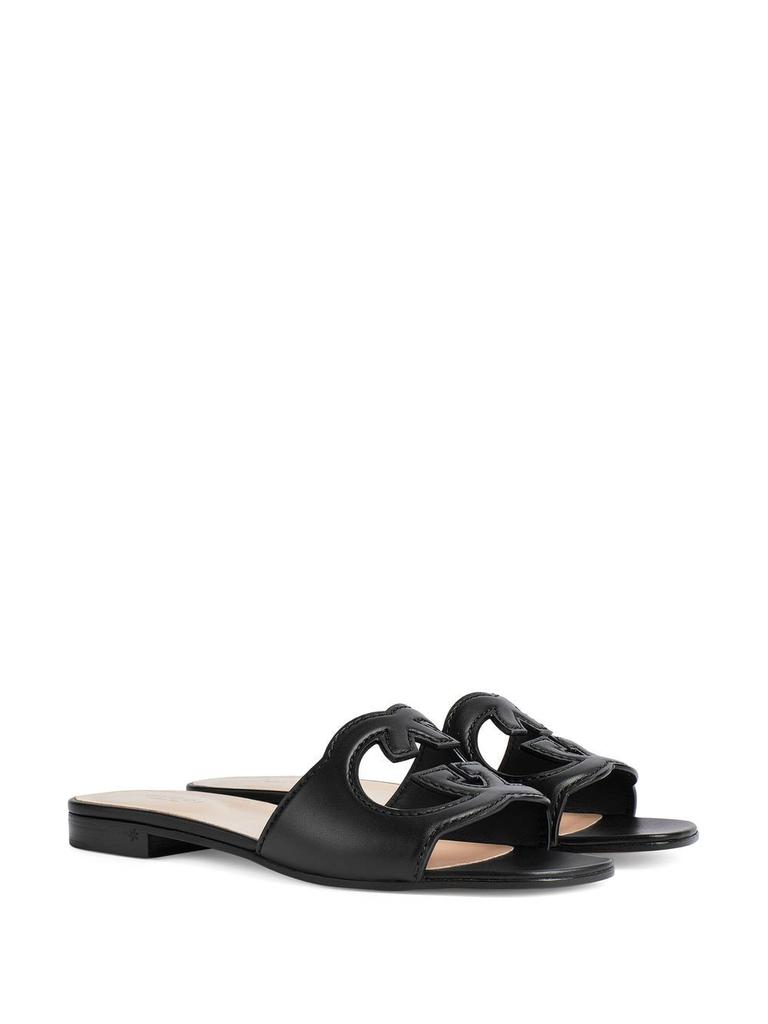 Gucci GUCCI - Gg Cut-out Leather Flat Sandals - Shoes - Free