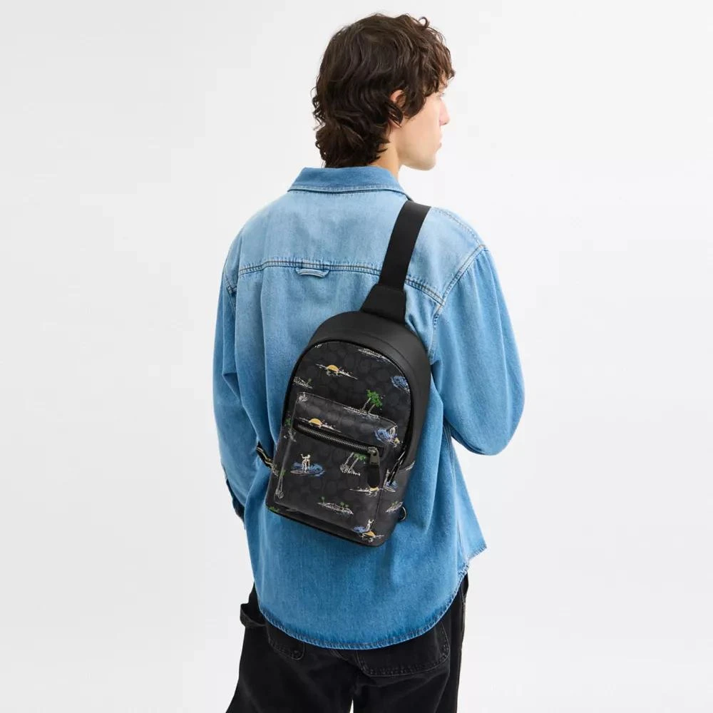 Coach West Pack In Signature Canvas W/Surf Print—Unisex—NEW W/Tags—$350–Great Coach West Pack In Signature Canvas With Surf Print  main image 2