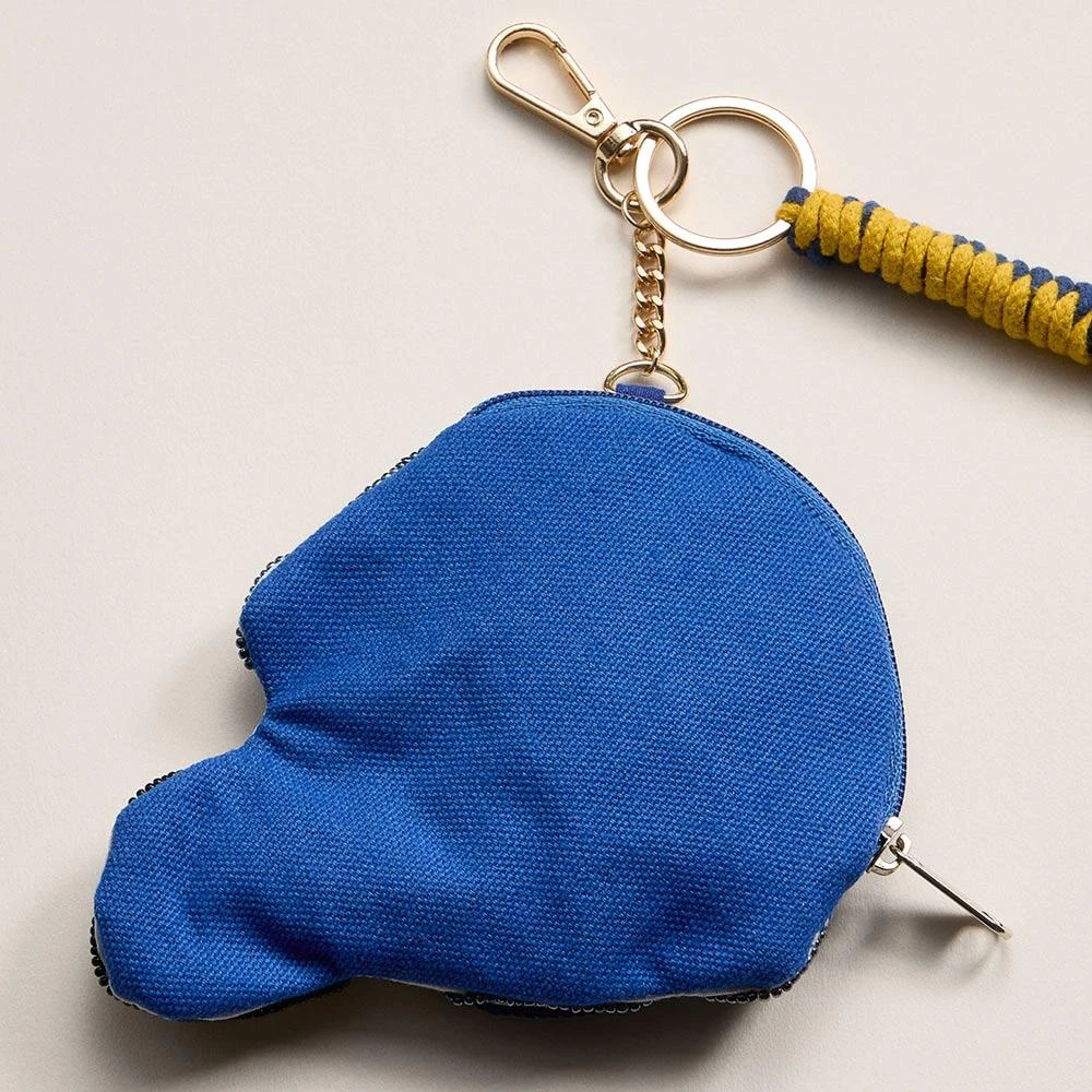 FASHNZFAB NOTRE DAME GAME DAY Football Helmet Sequin Seed Beaded Knot Keychain Mini Pouch Bag 4