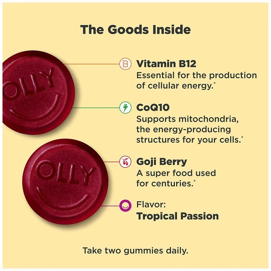 OLLY Daily Energy Gummies - Caffeine Free Tropical Passion 9