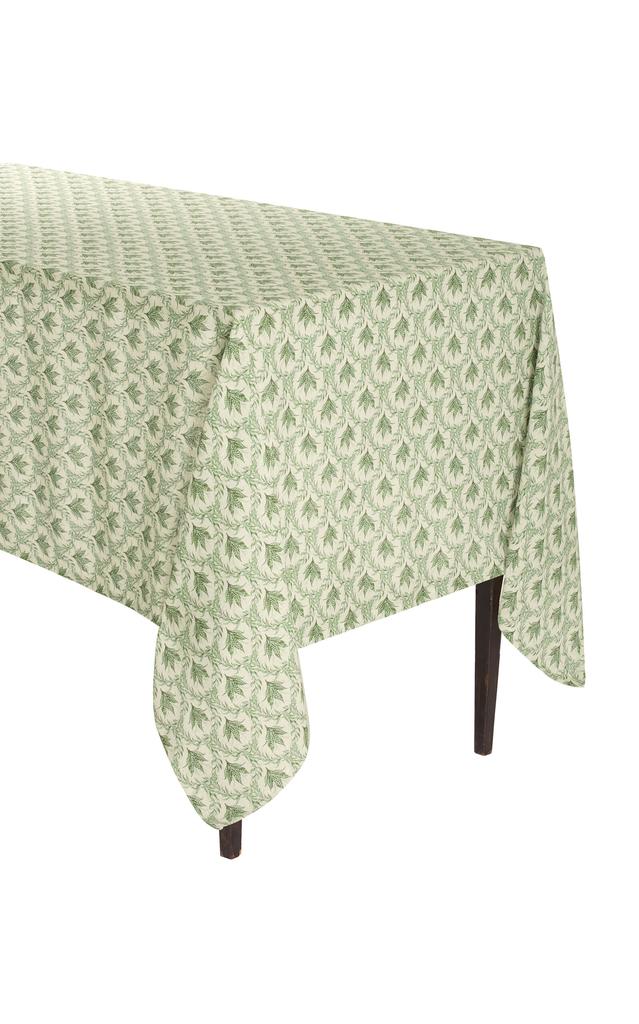 MoDA Moda Domus - Lily of the Valley Printed Linen Tablecloth 70 x 144" - Green - Moda Operandi