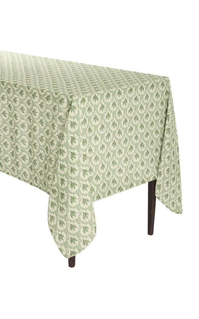 MoDA Moda Domus - Lily of the Valley Printed Linen Tablecloth 70 x 144" - Green - Moda Operandi 1
