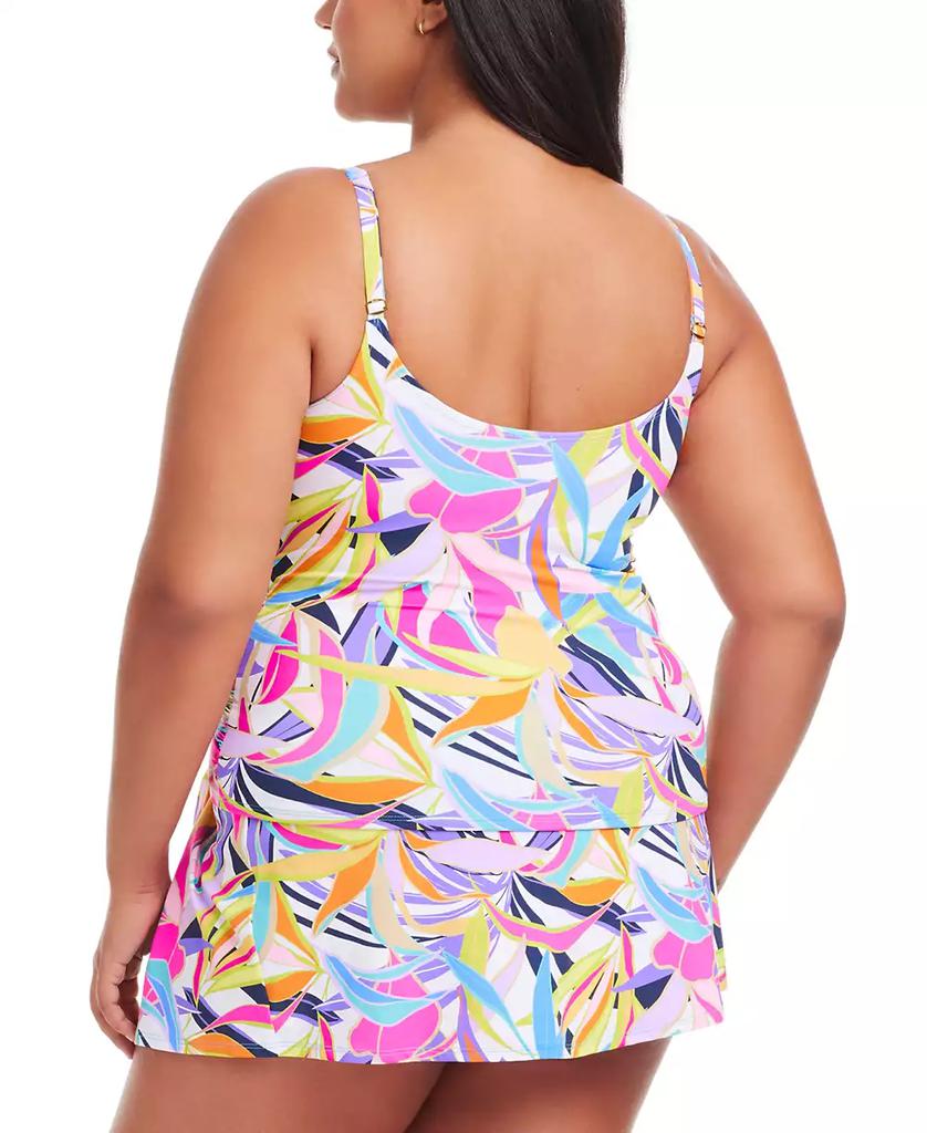 Bleu Rod Beattie Plus Size Printed Living Color Scoop-Neck Underwire Tankini Top
