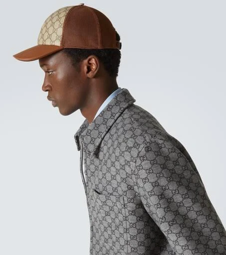 Gucci GG Canvas leather-trimmed baseball cap 2