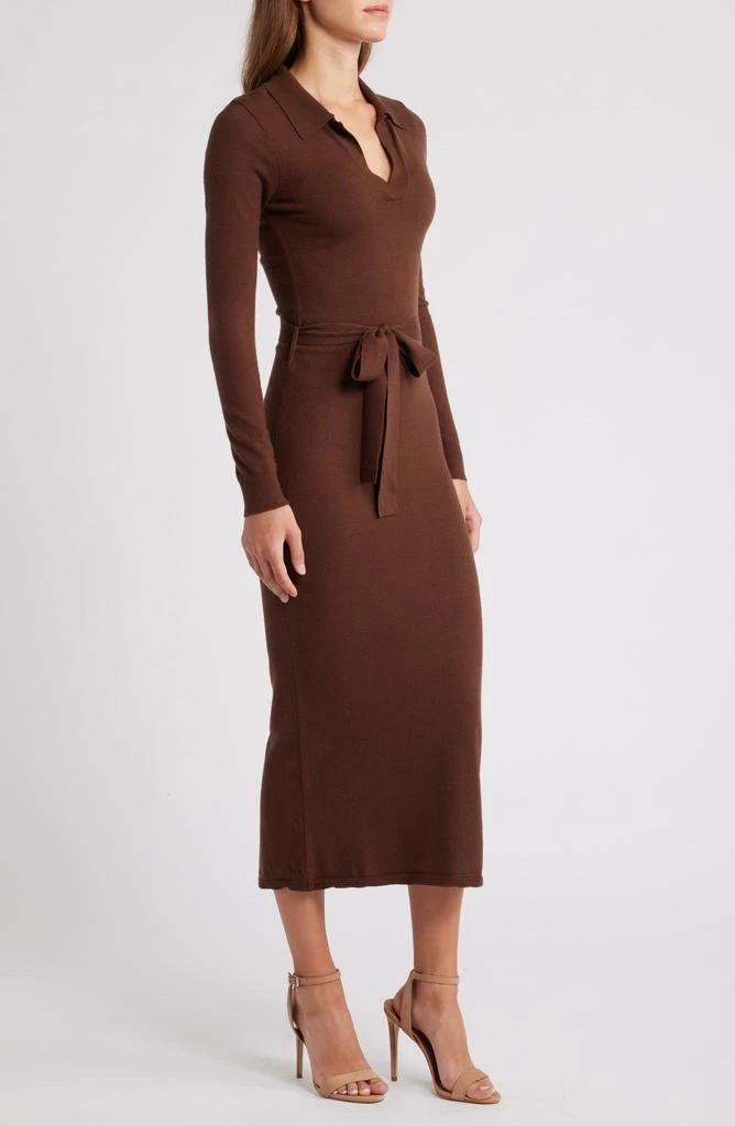 Steve Madden Danessa Belted Long Sleeve Polo Sweater Dress 3