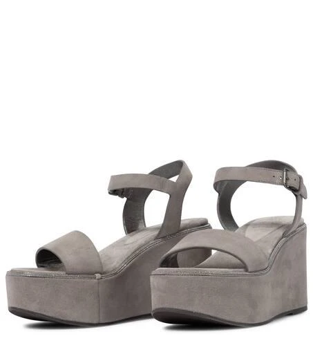 Brunello Cucinelli Suede platform wedge sandals 5