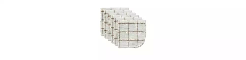 Design Imports Scrubber Dishcloths Collection Windowpane Dishrag Set, 12x12", White/Stone Stripe, 6 Piece
