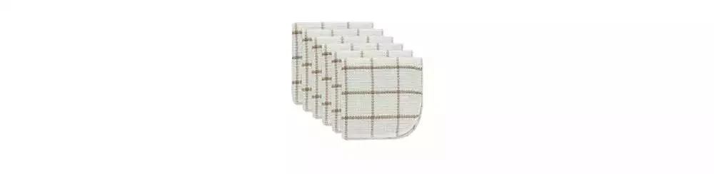 Design Imports Scrubber Dishcloths Collection Windowpane Dishrag Set, 12x12", White/Stone Stripe, 6 Piece 1