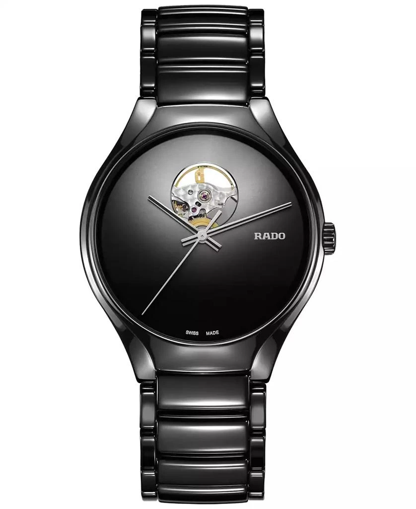Rado Unisex Swiss Automatic True Secret Black Ceramic Bracelet Watch 40mm 1