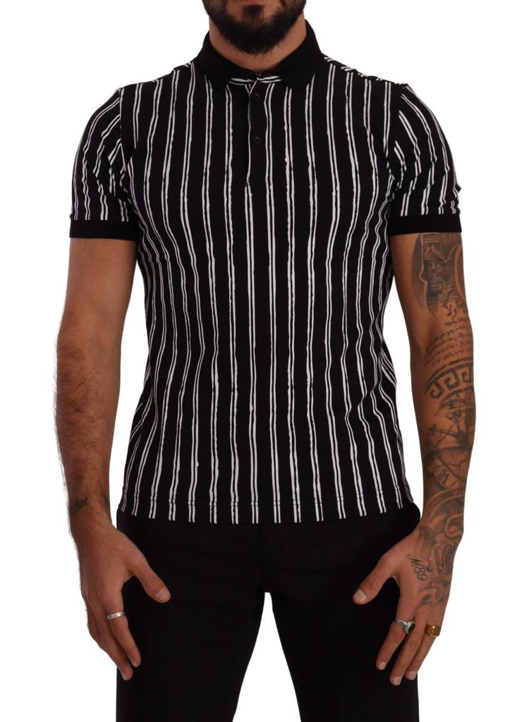 Dolce & Gabbana Dolce & Gabbana Black White Striped Polo Short Sleeve  T-shirt