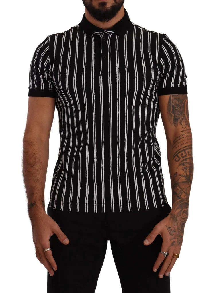 Dolce & Gabbana Dolce & Gabbana Black White Striped Polo Short Sleeve  T-shirt 2