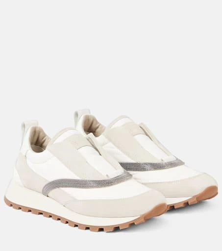 Brunello Cucinelli Monili leather-trimmed sneakers 1
