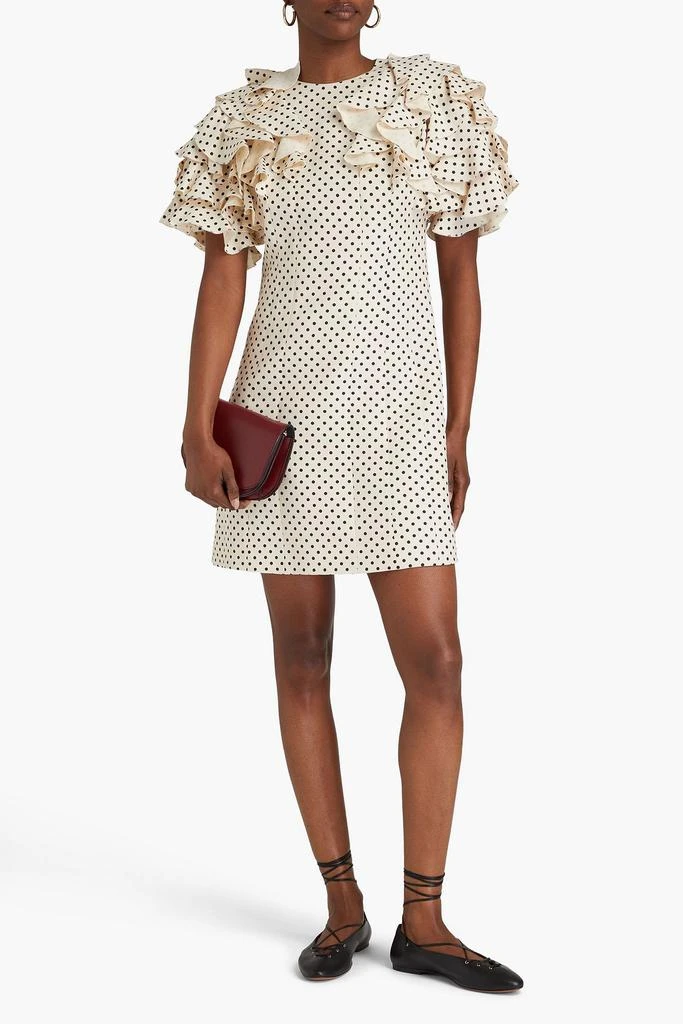 Valentino Ruffled polka-dot wool and silk-blend crepe mini dress 2