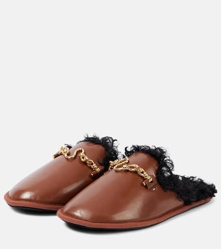 Stella McCartney Ryder teddy-trimmed faux leather mules 4