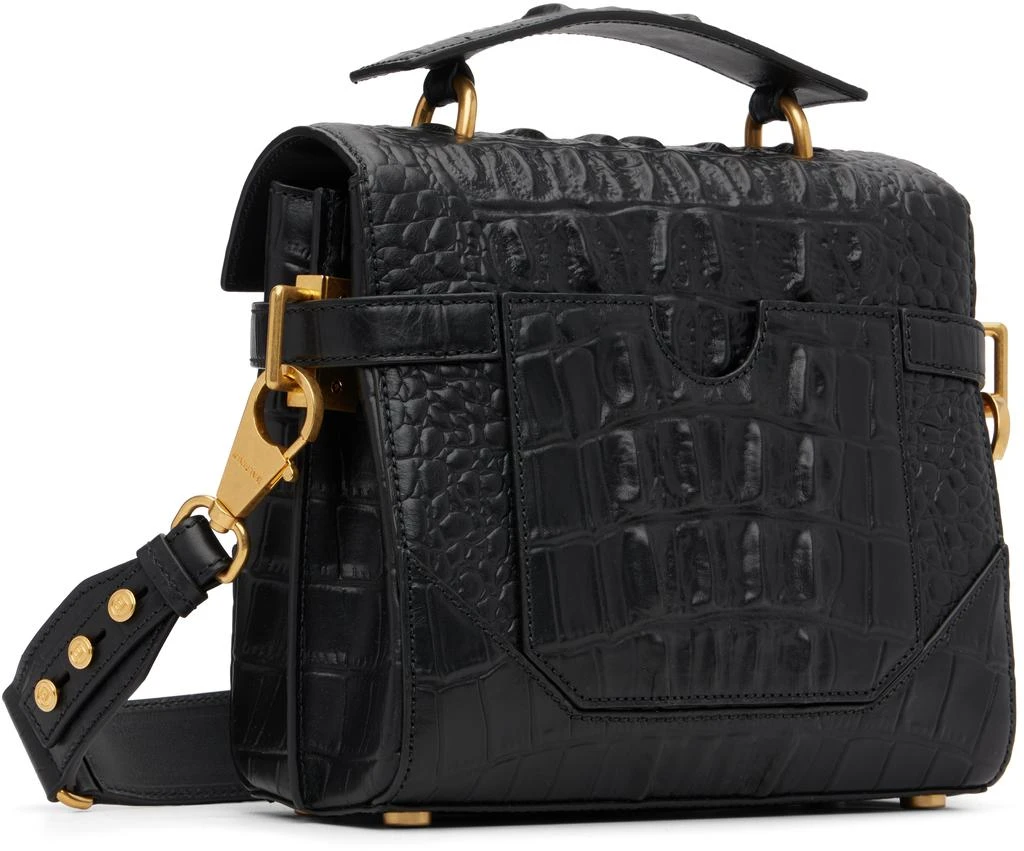 Balmain Black B-Buzz 23 Crocodile-Print Leather Bag 3