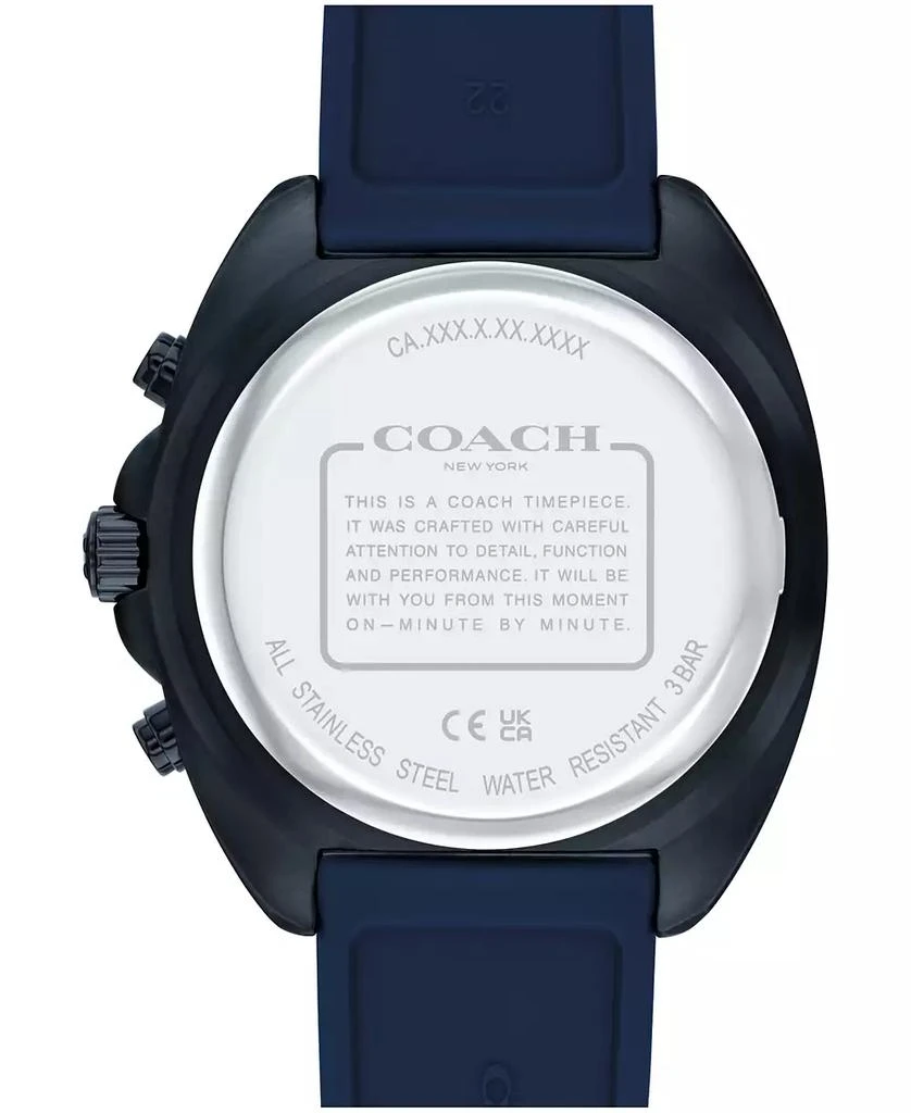 Coach Men's Charter Blue Silicone Strap Watch 44.5mm 3