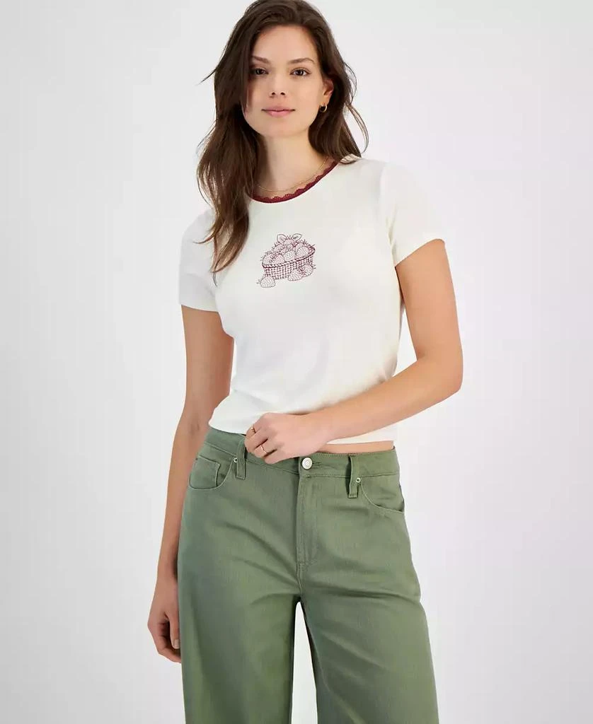 Rebellious One Juniors' Lace-Trim Graphic Tee 1