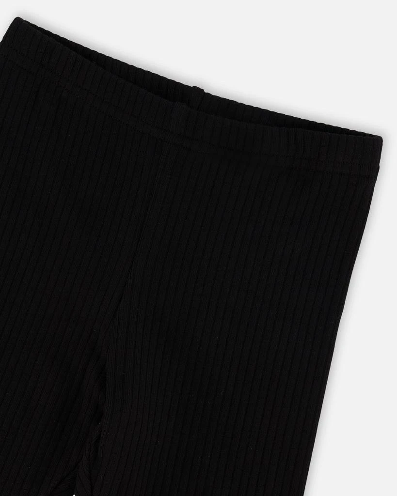 Deux par Deux Elastic Waist Rib Biker Leggings Black 3