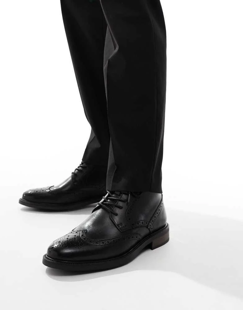ASOS ASOS DESIGN lace up brogue boots in black leather 4