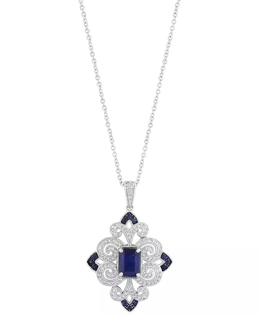 Effy EFFY® Sapphire (1-1/6 ct. t.w.) & Diamond (1/3 ct. t.w.) Filigree 18" Pendant Necklace in Sterling Silver 3