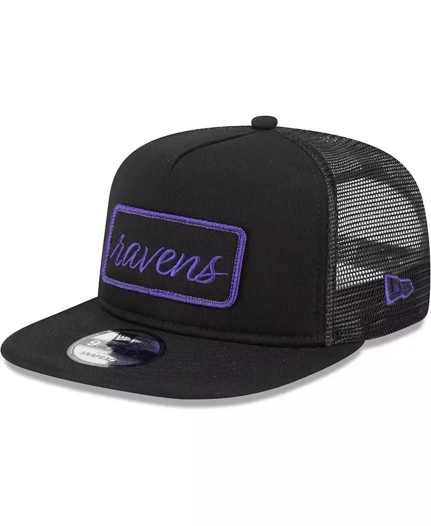 New Era Men's Black Baltimore Ravens Forum Trucker 9FIFTY Snapback Hat 1