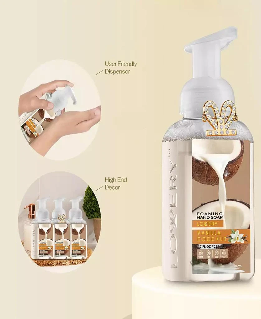 Lovery Hand Foaming Soap in Vanilla Coconut, Moisturizing Hand Soap with Flawless Crystal Heart Bracelet - Hand Wash Set, 4 Piece 4